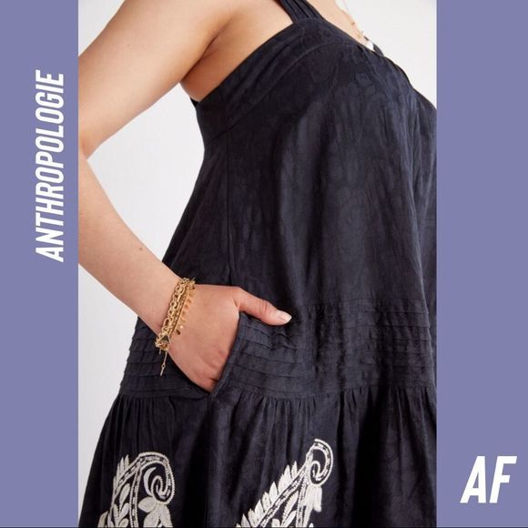 ANTHROPOLOGIE FELICITY MAXI DRESS NEW SIZE SMALL BLACK - Picture 3 of 12